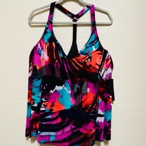 Aqua Green Swimwear Top Plus Size 26 W Multi Color